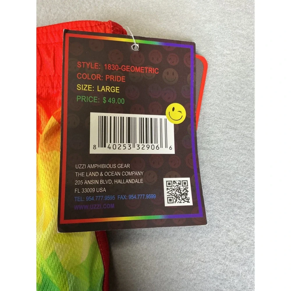 Uzzi Amphibious Gear Pride Rainbow‎ Swim Shorts Large UPF 50 NWT Beach Pool